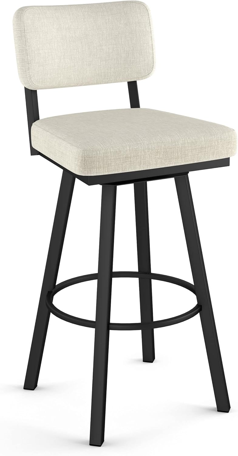 Amisco Alek 26 in. Swivel Counter Stool - Light Grey-Beige PVC/Black Metal
