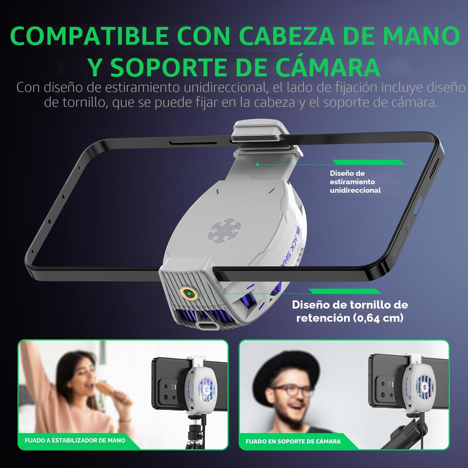 Black Shark Cooler 5 Neo - Ventilador de refrigeración para smartphone con cable, ligero, silencioso, con iluminación RGB (blanco)