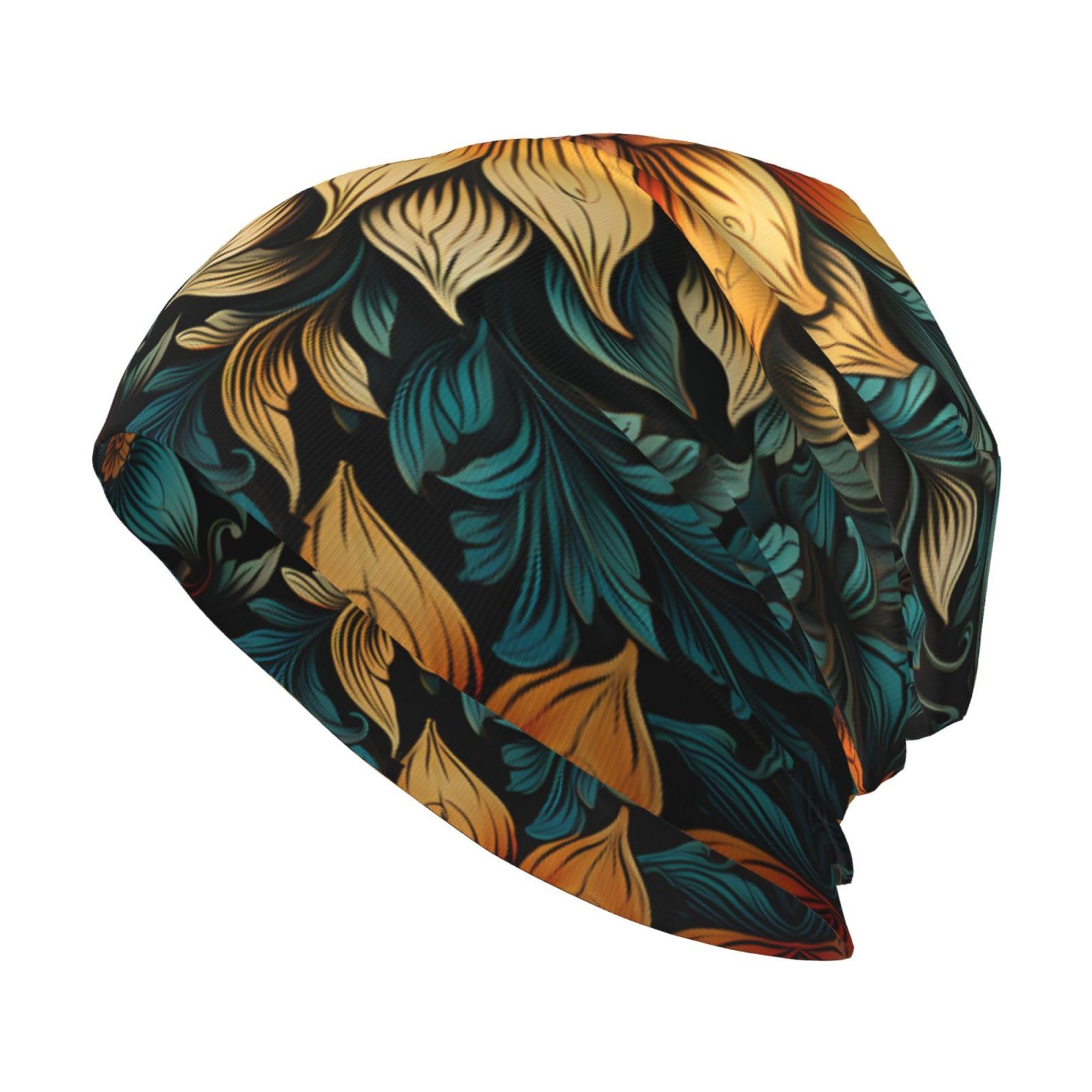 Bonnet tricoté noir sans bord à motifs pétales pour homme et femme - 8