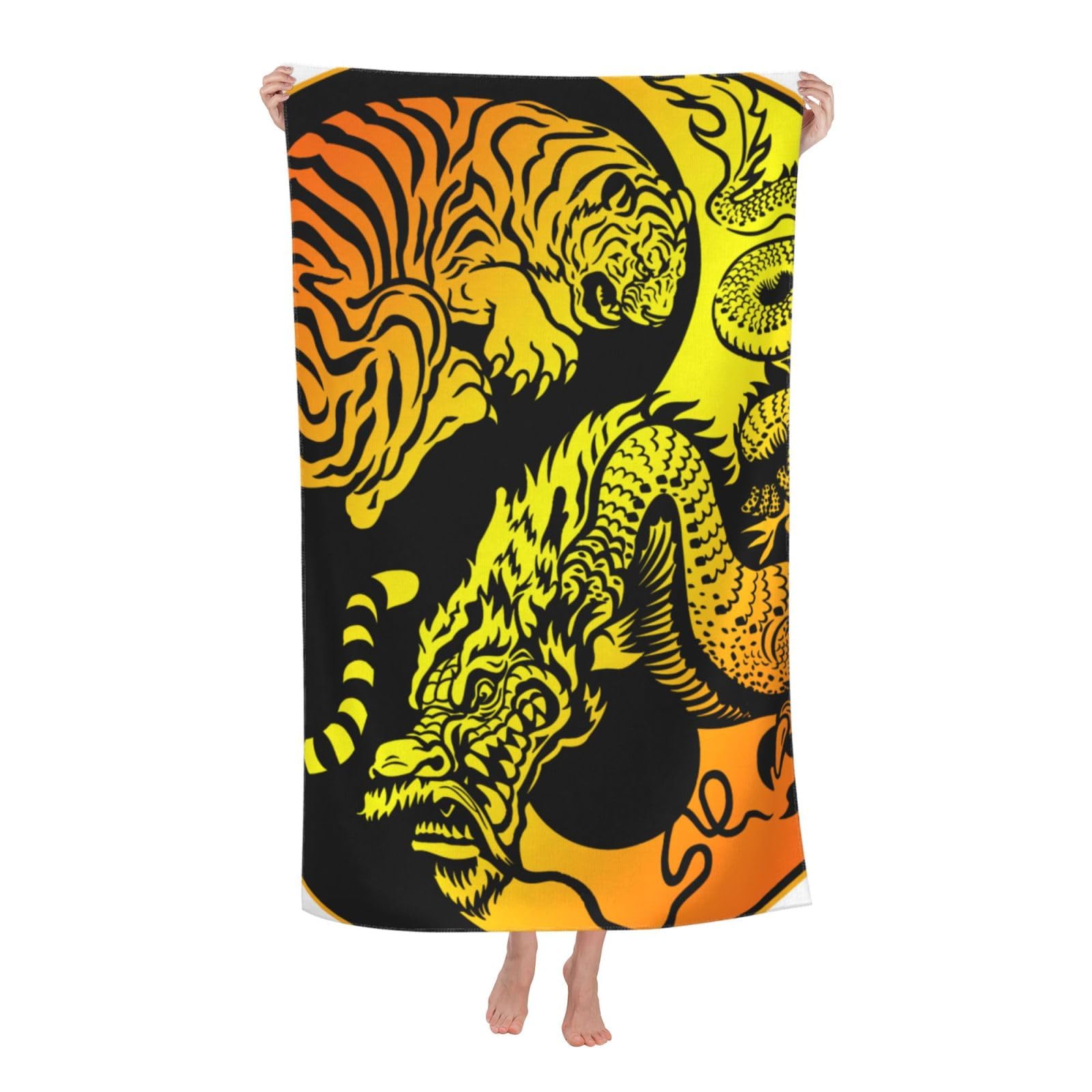 LSRCPD Beach Towel Yin Yang Dragon Tiger Microfiber Beach Towels Blanket Oversized Tropical Big Extra Large XL Pool Towels Quick Dry Sandproof for Women Girls Kids