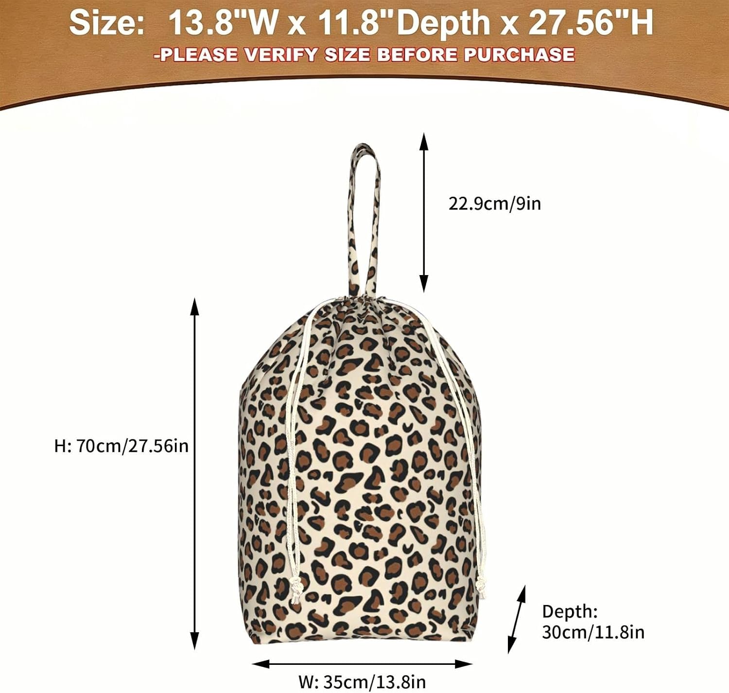 Oxford Leopard Print Print Large-capacity drawstring laundry bag with Handles for Dorm,Hotel