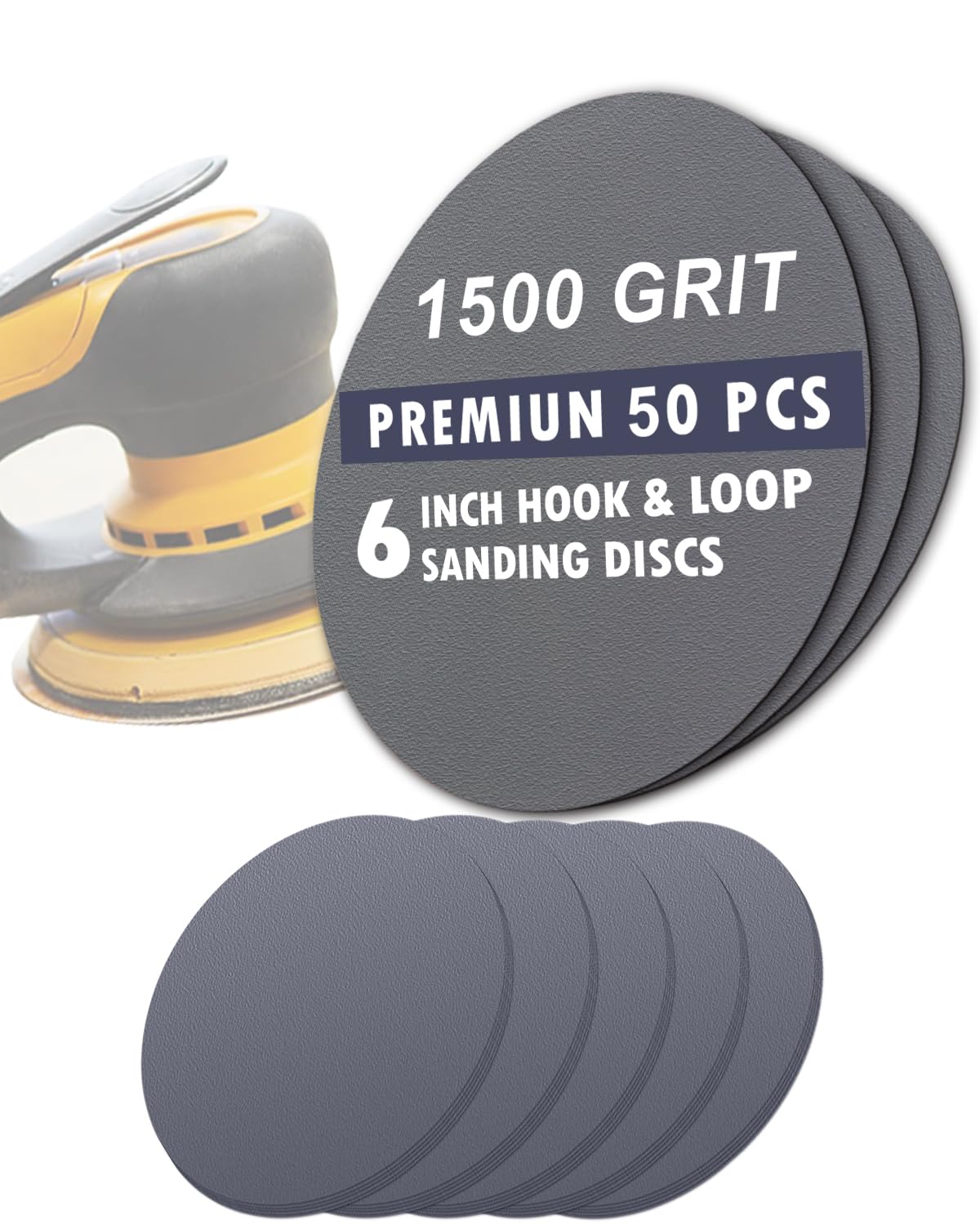 6 Inch Sanding Discs - 50 Pack Fine Grit -8