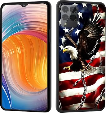for T-Mobile Revvl 6X Pro Case,Slim Anti-Scratch Shock Absorbent Silicone Protective Case Cover for T-Mobile Revvl 6X Pro,Eagle with US Flag and Chains