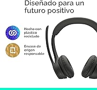 Vista 7 de Logitech Zone 301 - Auriculares inalámbricos Bluetooth con micrófono de cancelación de ruido, compatibles con Windows, Mac, Chrome, Linux, iOS