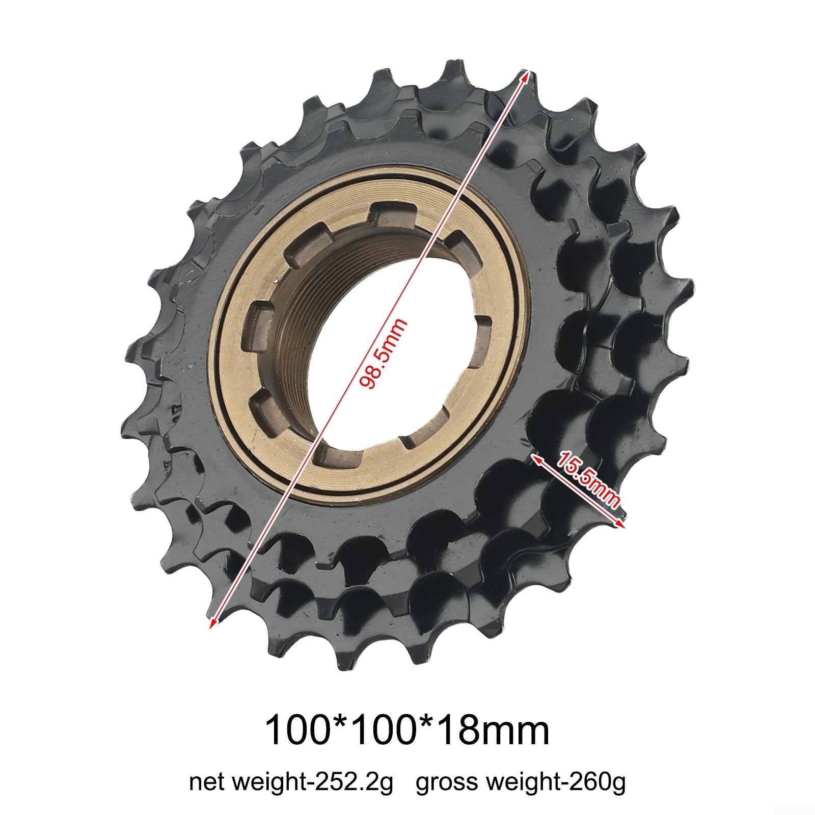 Yhenlovtt Ruota libera per bicicletta a 3 velocità, pignone in acciaio forgiato a freddo, rapporto di trasmissione 18-21-24T, innesto a 3 artigli, filettatura britannica B1.375 x 24 per riparazione