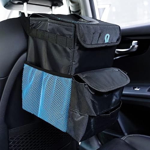 Miniatura 5 de Bolsa de basura para automóvil, paquete de 2 cubos de basura plegables a prueba de fugas, 3 galones, color negro y morado