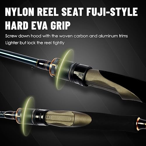 Miniatura 5 de Eurasian Sports Caña de pescar mediana Spin&Cast de grafito para pesca de lubina, cañas de pescar de fibra de carbono de 2 piezas, caña de pescar