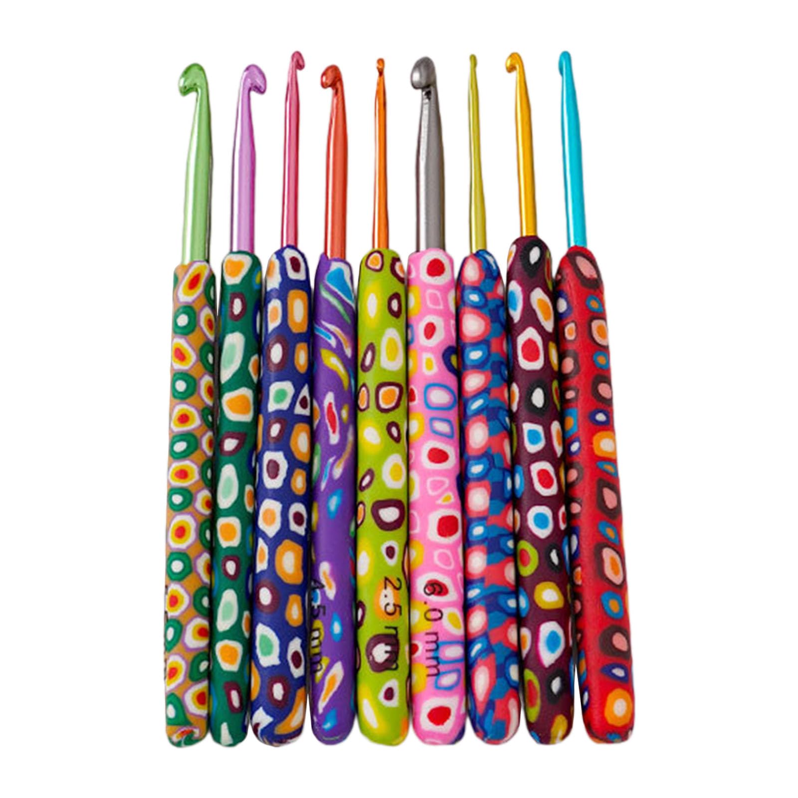 MINGLEA 9Pcs Ergonomic Crochet Hooks 9 Size Long Handle Crochet Hook for Beginner Knitting Sweater Scarves, Bag, Socks and Hat