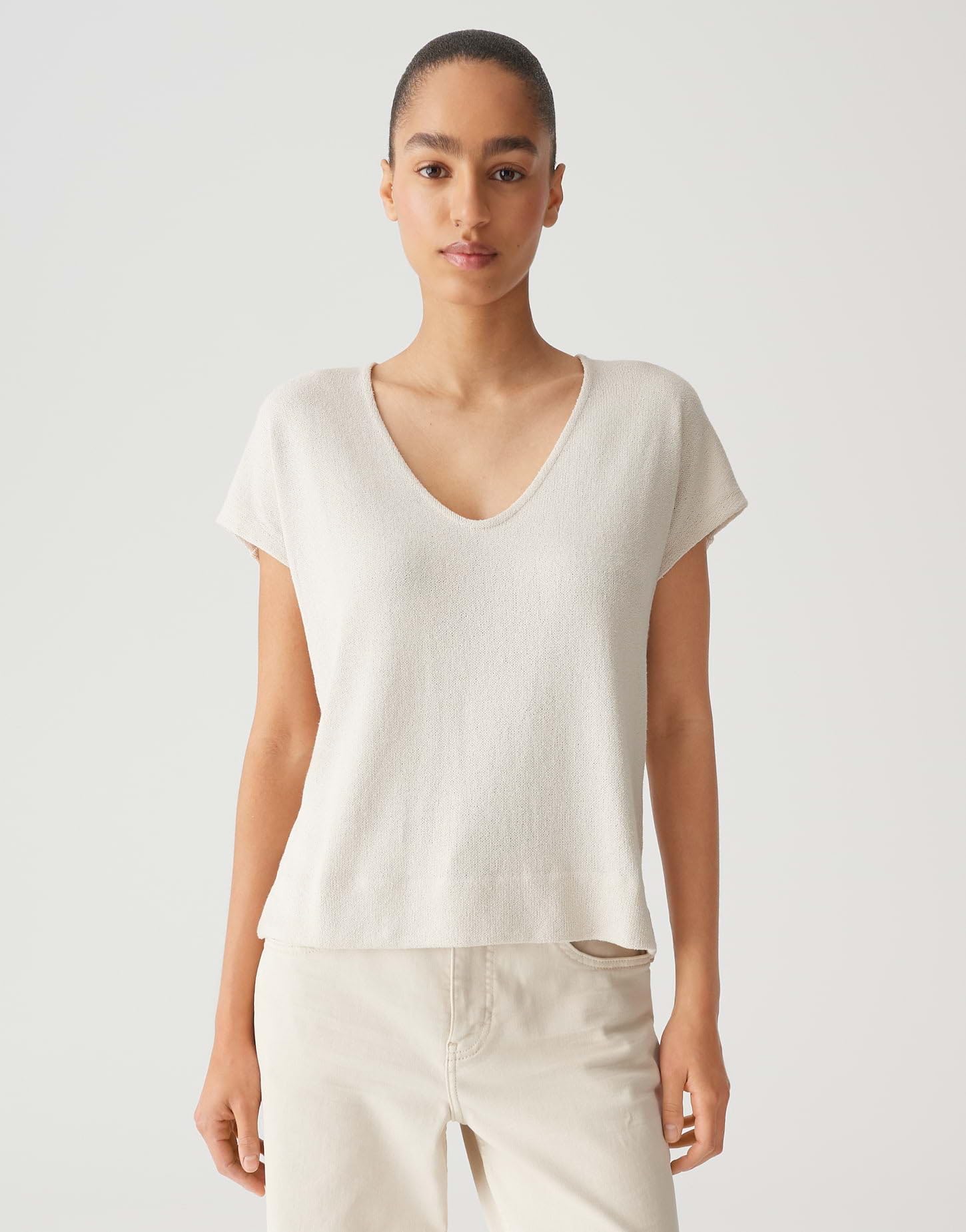 OPUS Damen Kurzarmshirt | Shirt SIRUKUS Boxy Fit in Feinstrick Optik