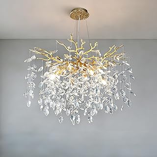 Modern Crystal Tree Branches Chandelier, 18in Gold 6 Lights Large Ceilin...