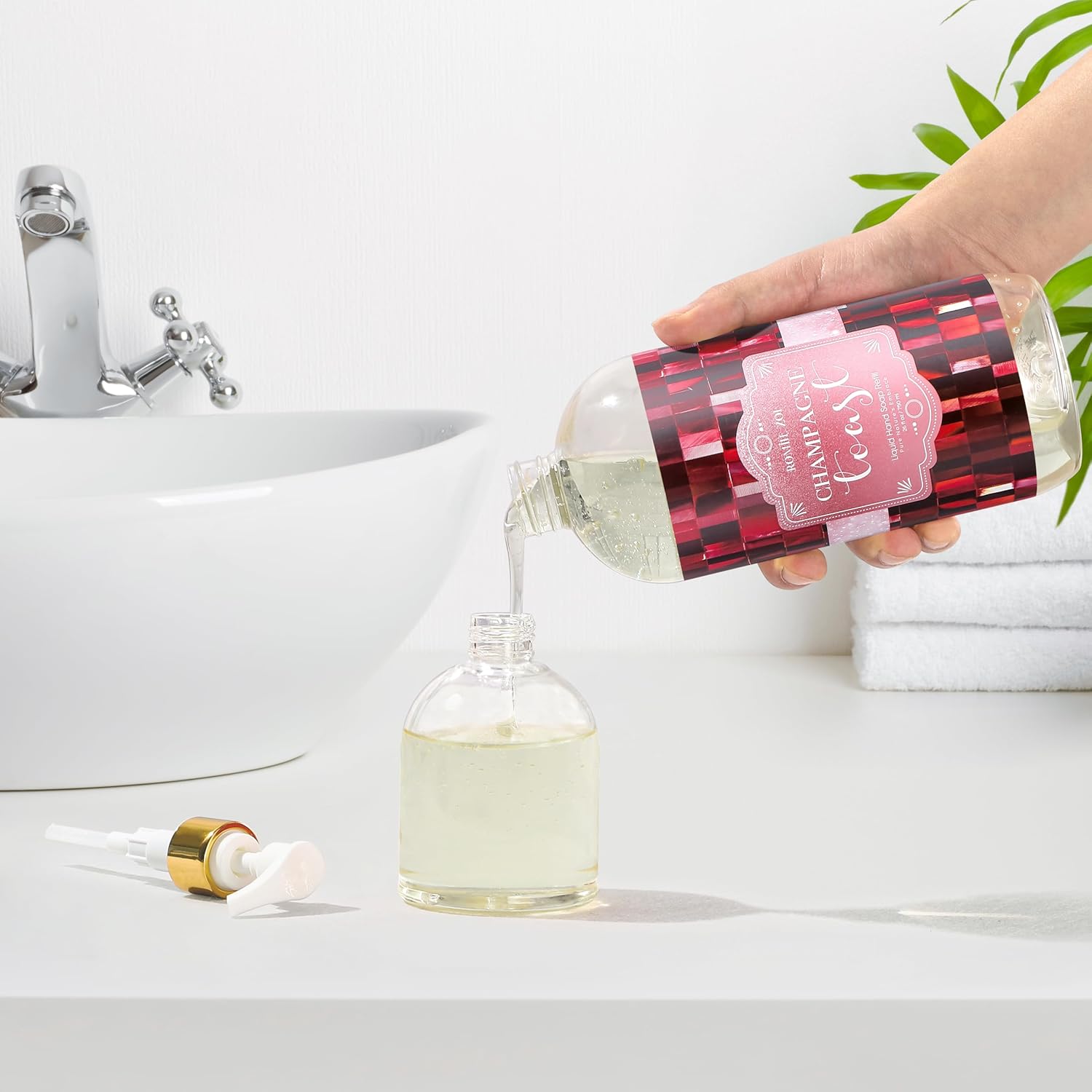 ROMIIE ZOI Liquid Hand Soap Refill, Champagne Scent, Gentle & Moisturizing Formula for Sensitive Skin, Kitchen, Bathroom 750 ML/ 26 FL OZ - Image 6
