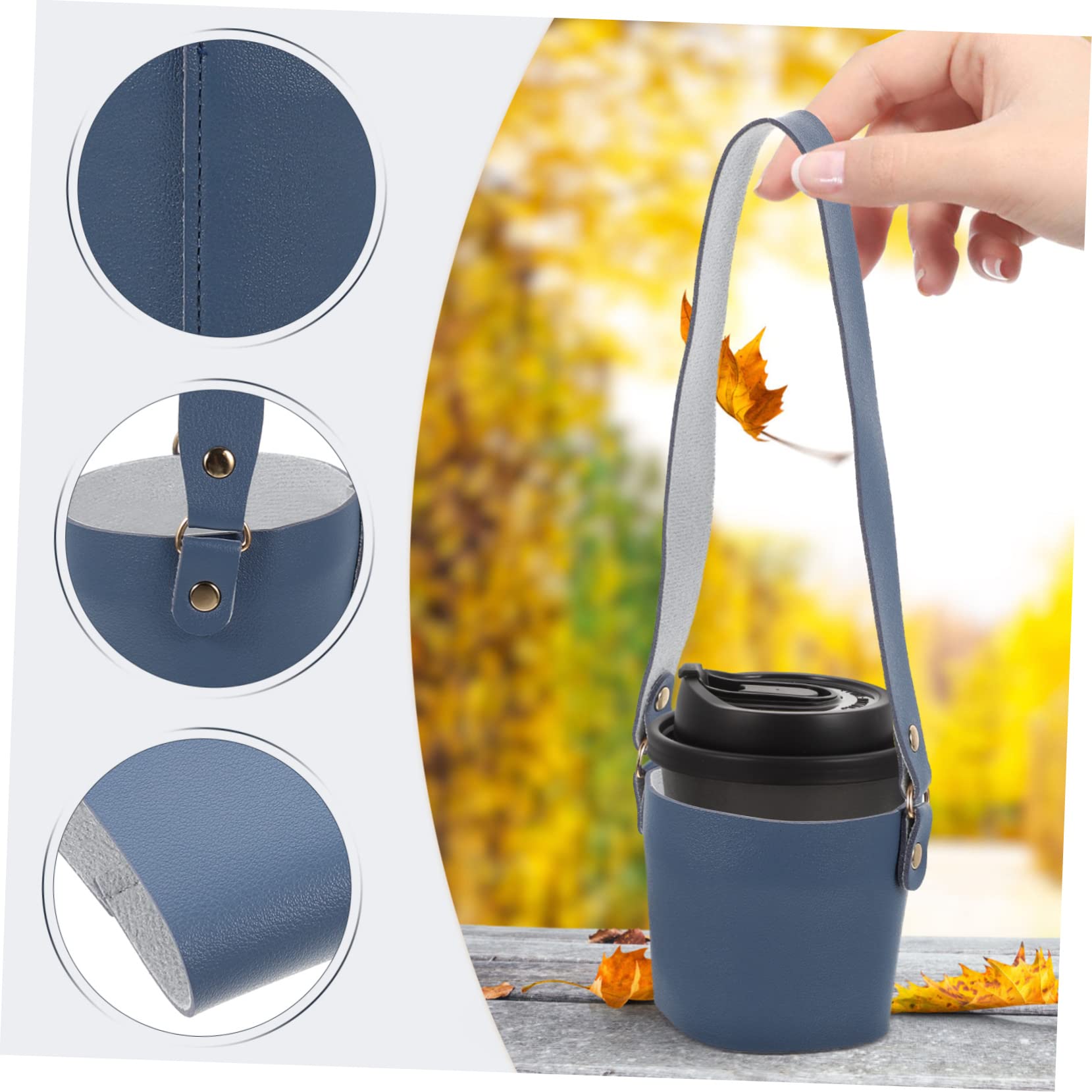 MAGICLULU 5piezas Funda De Cuero Pu Para Tazas De Café Portavasos Portátil Con Asa Para Bebidas Soporte De Transporte Ligero y Resistente Al Desgaste Para Uso Diario y Festividades