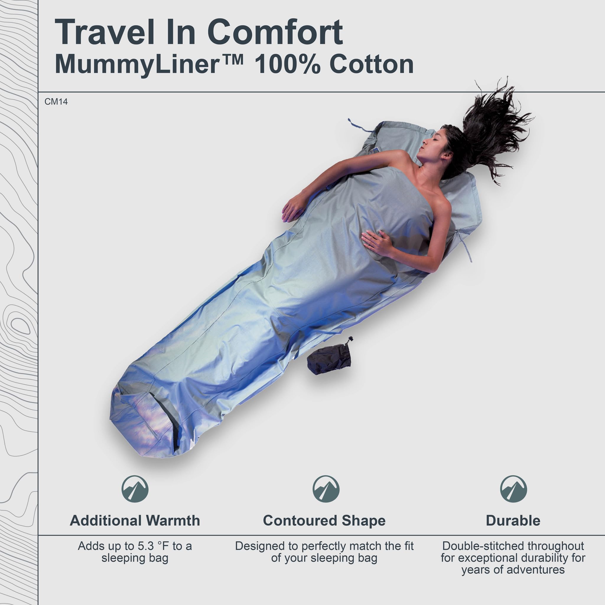 COCOON - Premium - MummyLiner - - Cotton - Cactus Blue - Regular