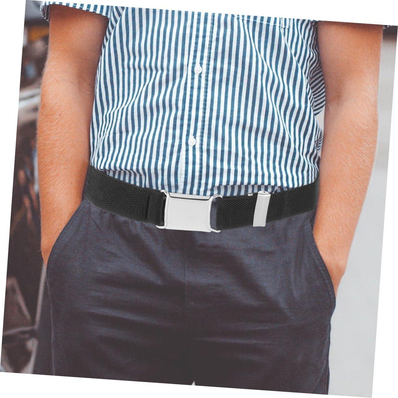 BESPORTBLE Elastic Pants Waistband Belt Stretch Elastic Band Black Polyester