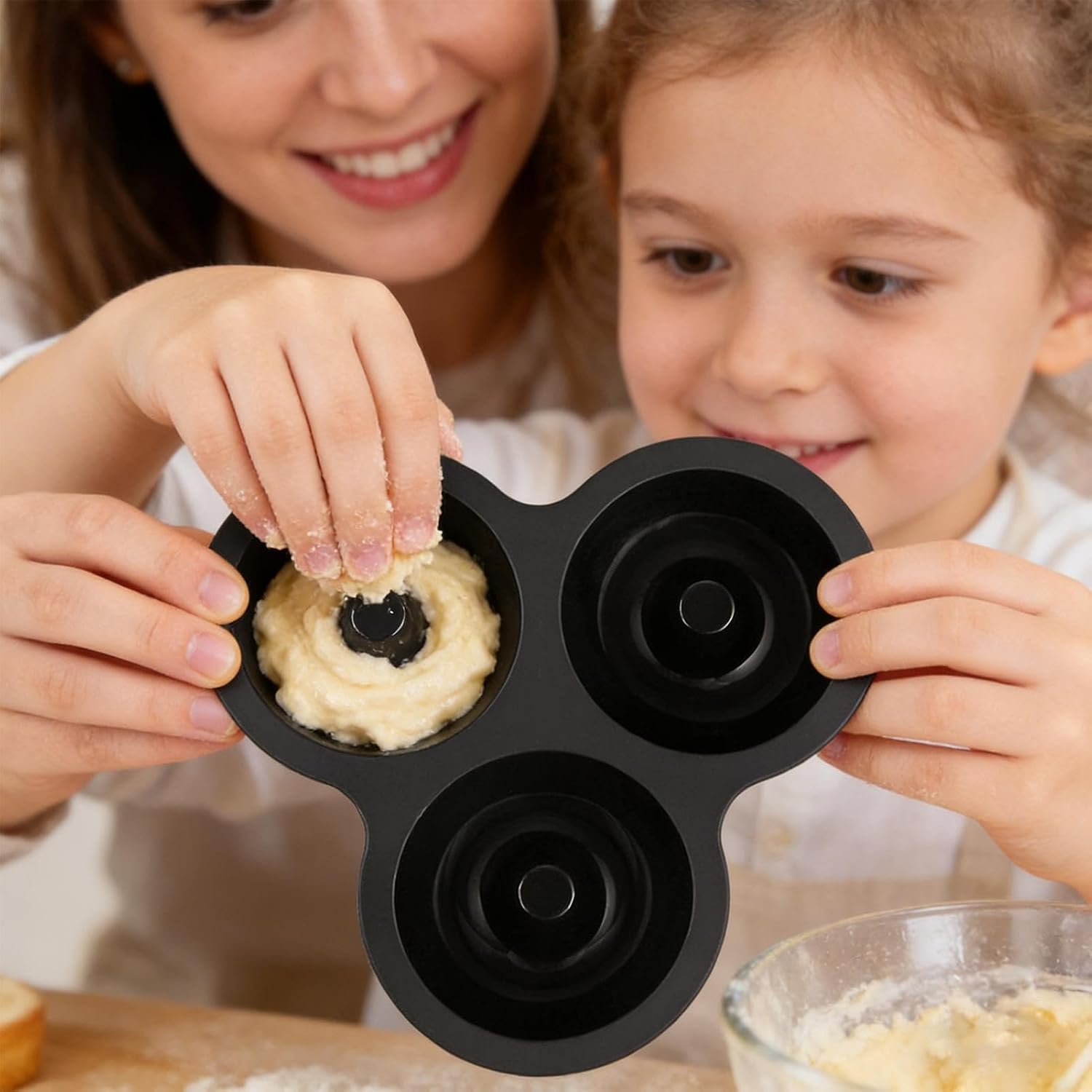 Silicone Donut Mold - 3 Cavity Baking Tray, Nonstick Pastry Baking Pan