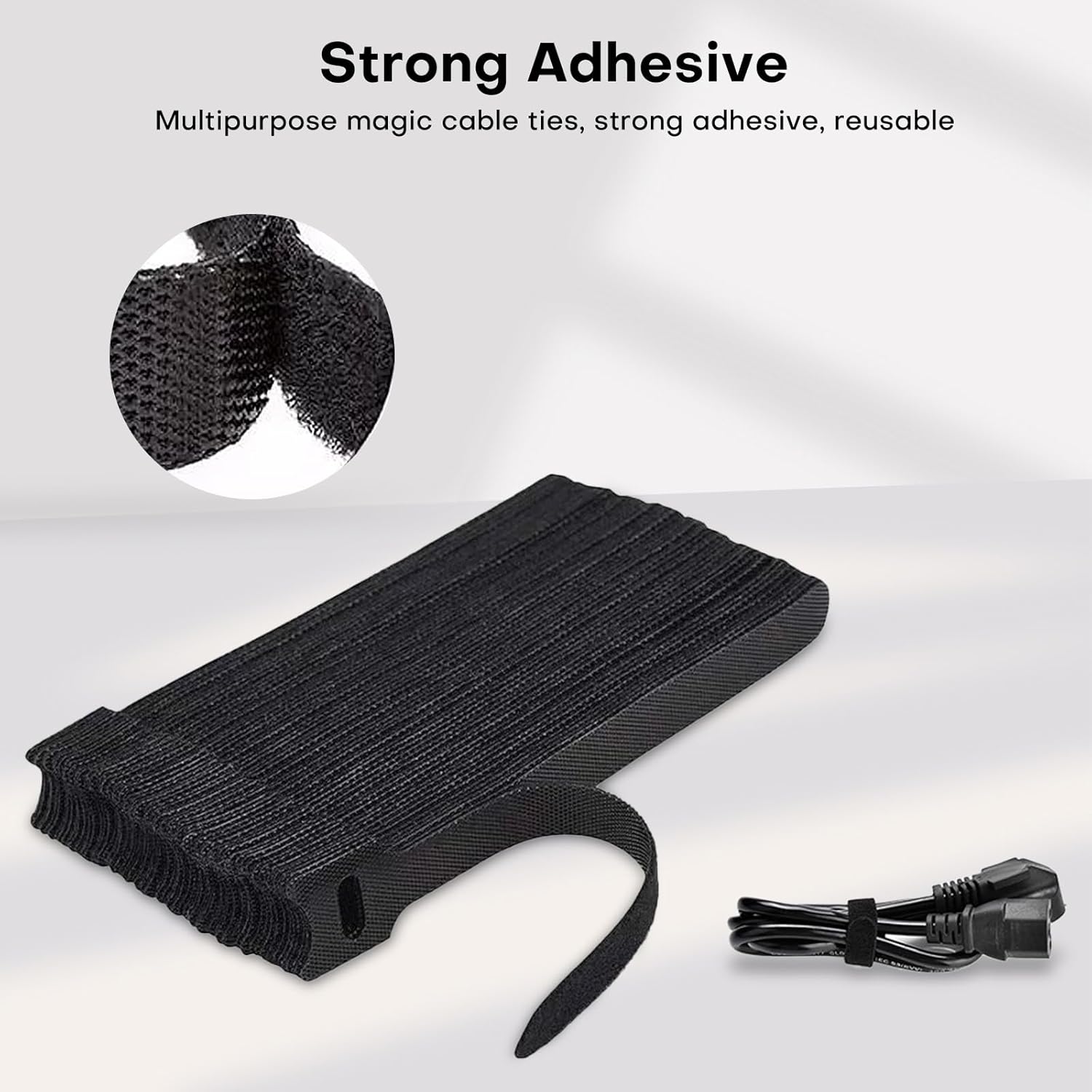 62PCS 8in Adjustable Reusable Cable Straps – Multi-Purpose Microfiber Cord Organizer for Wire Management, Electronics & Accessories