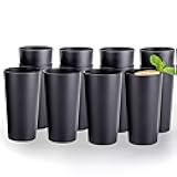 MIYOPESI 26oz Stackable Plastic Water Tumblers (Set of 12), Shatter-Proof Plastic Cups, Reusable Plastic Drinking Glasses, BPA-Free, Dishwasher-Safe, Heat-Resistant, Microwave-Safe (Black)