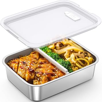 EAST OAK Replacement Inner Container for Heated Lunch Box, Food Grade Stainless Steel Inner Bowl, 5.5 Cups Compatible with Cordless Electric Lunch Box Silver