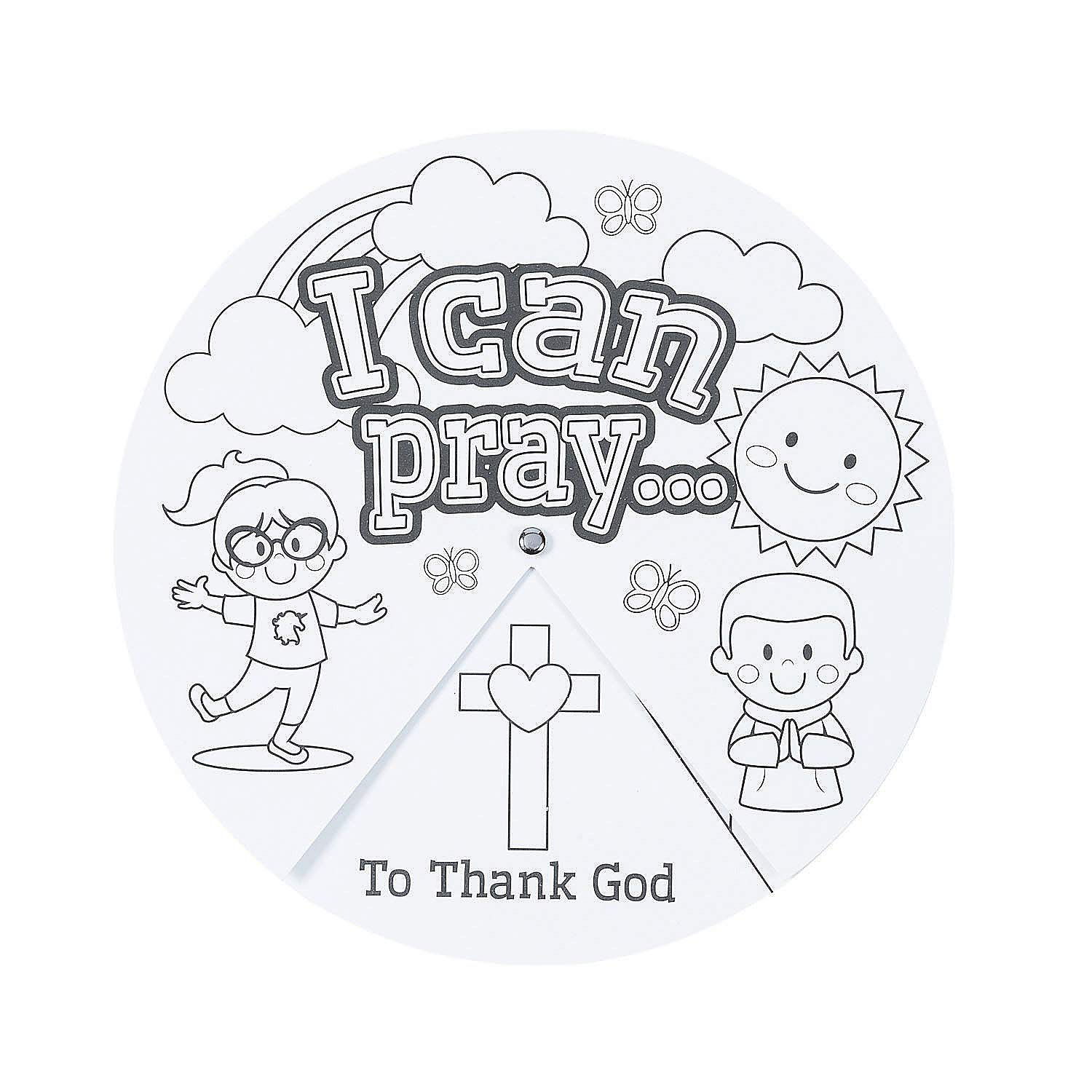 Fun Express 9" Color Your Own When Can I Pray Cardstock Wheels - Craft Kits for Kids - DIY Activity for Learning and Creativity - 12 Pieces