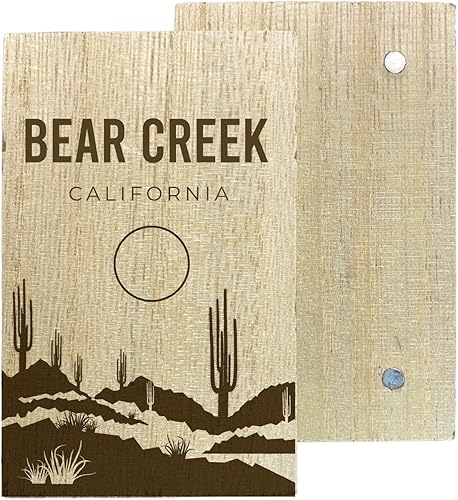 Bear Creek California Souvenir - Imán de madera grabada para nevera, diseño de cactus desierto, 2 x 3 pulgadas