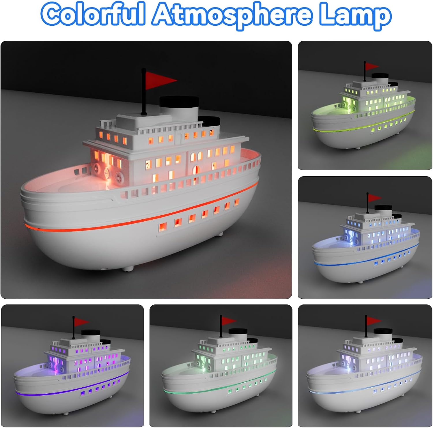 Diffuserlove Ship Aromatherapy Diffuser Humidifier 300ml Essential Oil Diffuser for Home Bedroom Office Steamboat Decorative Cool Mist Humidifier