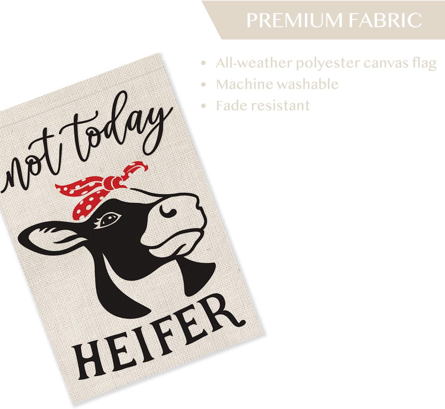 AVOIN Not Today Heifer Garden Flag Vertical Double Sided, Rustic Modern Farmhouse Flag Yard Outdoor Decoration 12.5 x 18 Inch