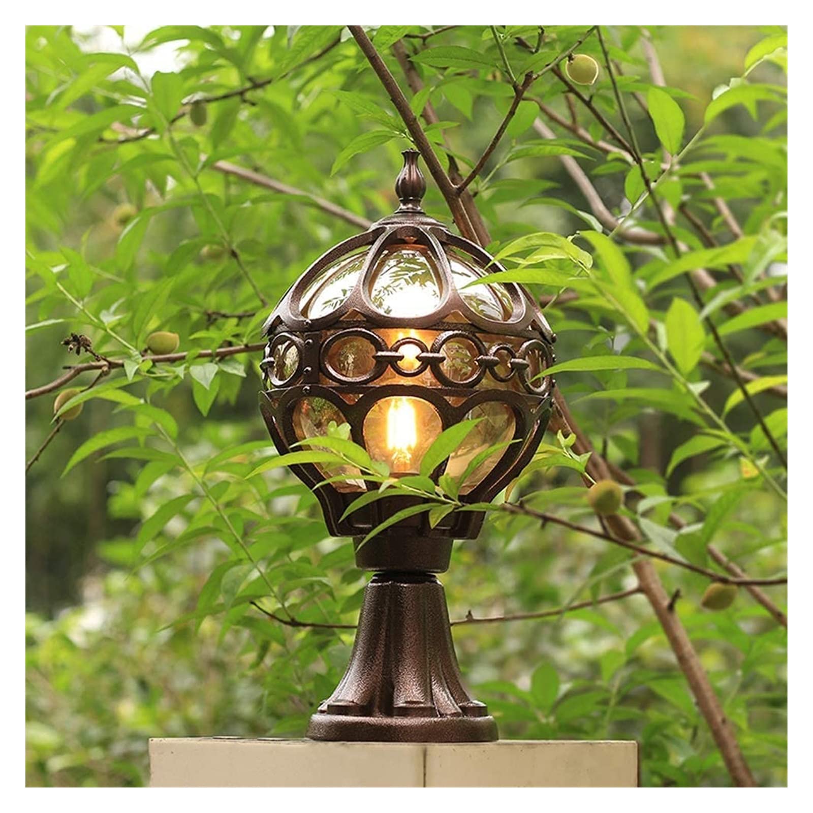 Lampada da cortile Lampada da esterno in ottone Lampada da esterno in ottone Lampada da palo in ottone Lampada da colonna in alluminio antico impermeabile antiruggine Lampada da giardino Prateria