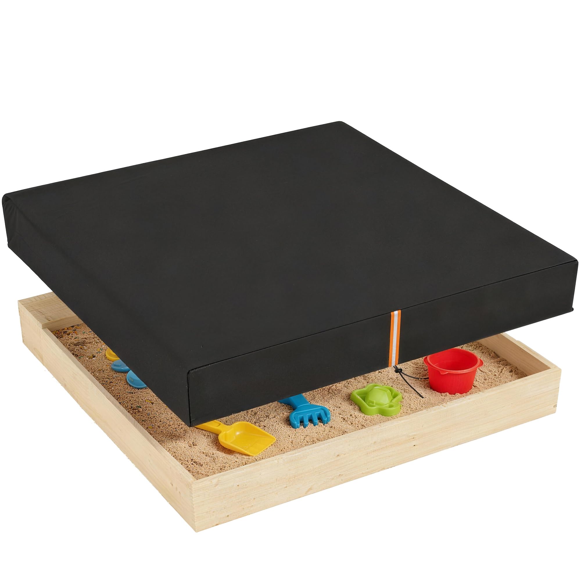 AIYAPLAY Sandbox Cover - Square Sandpit Cover - Black - 420D Oxford Fabric