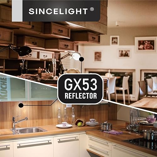 Miniatura 8 de SINCELIGHT Bombilla LED GX53 para gabinete, 7 W (equivalentes a 50-60 W), blanco frío 6000 K, se adapta a accesorios GX53, unidades de cocina,