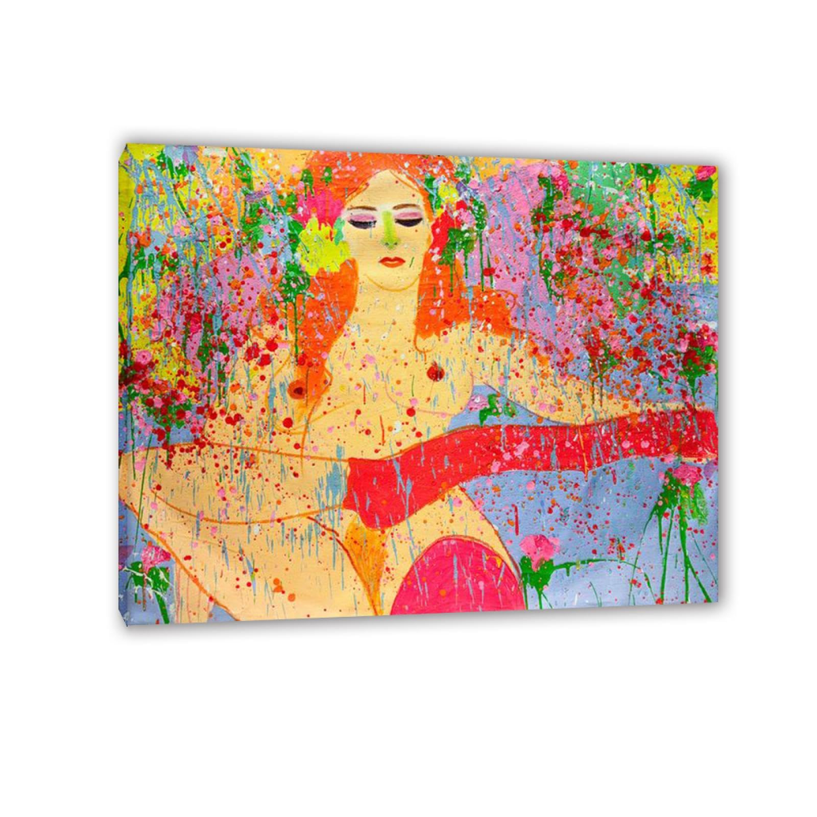 RKGHDCX Dipinti astratti famosi di Walasse Ting Poster e stampa su tela Voglio restare a casa stasera, 1974" Riproduzione di quadri famosi su Tela per soggiorno Decor 90x115cm(35x45in) Incorniciato
