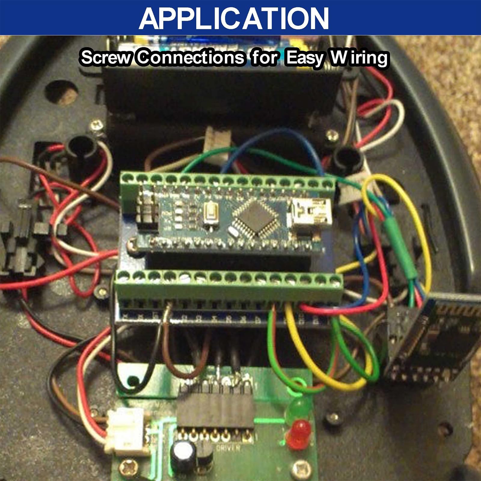 Set di 4 pezzi: mini moduli scheda controller per Nano V3.0 ATmega328P compatibile con Arduino, viene fornito con cavo USB + adattatore terminale a vite di espansione I/O Shield Breakout per Nano V3.0