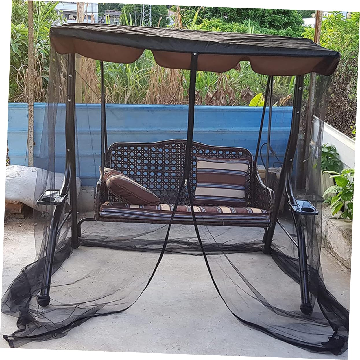 Abaodam Mosquitera Portátil para Columpio Doble de Jardín Cierre de Cremallera, Tela de Poliéster Transpirable y Protección contra Insectos para Camping y Exterior