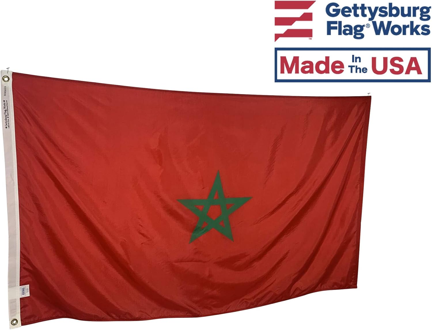 2x3' Morocco Flag - All Weather Nylon & Reinforced Fly End Stitching - Made in USA