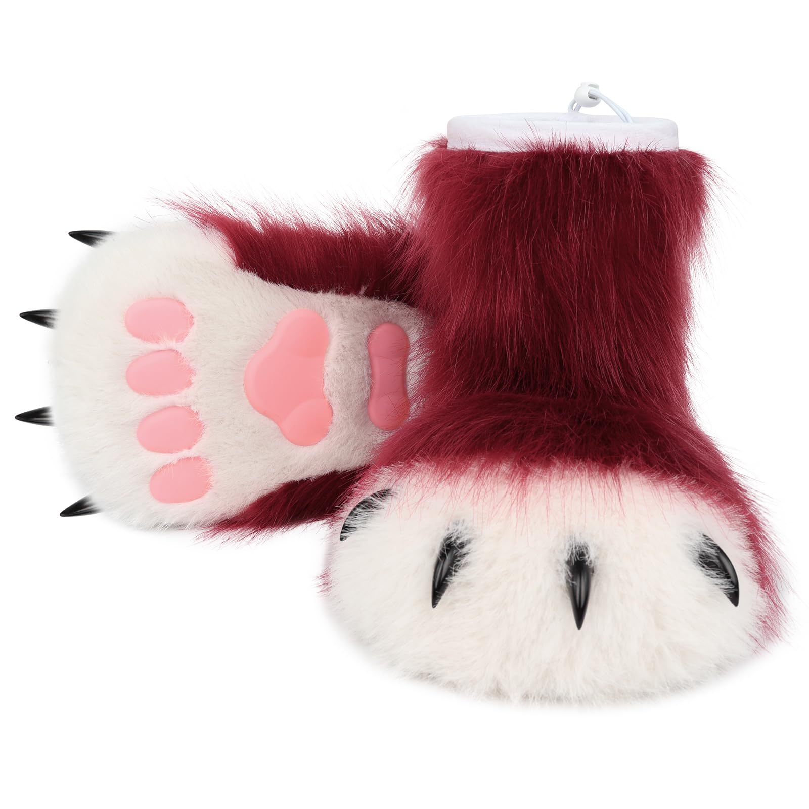 Animal Fuzzy Slippers Bear Cat Wolf Dog Fox Fursuit Feet Paw Claw Shoes Furry Boots Costume Accessories for Adult Kids