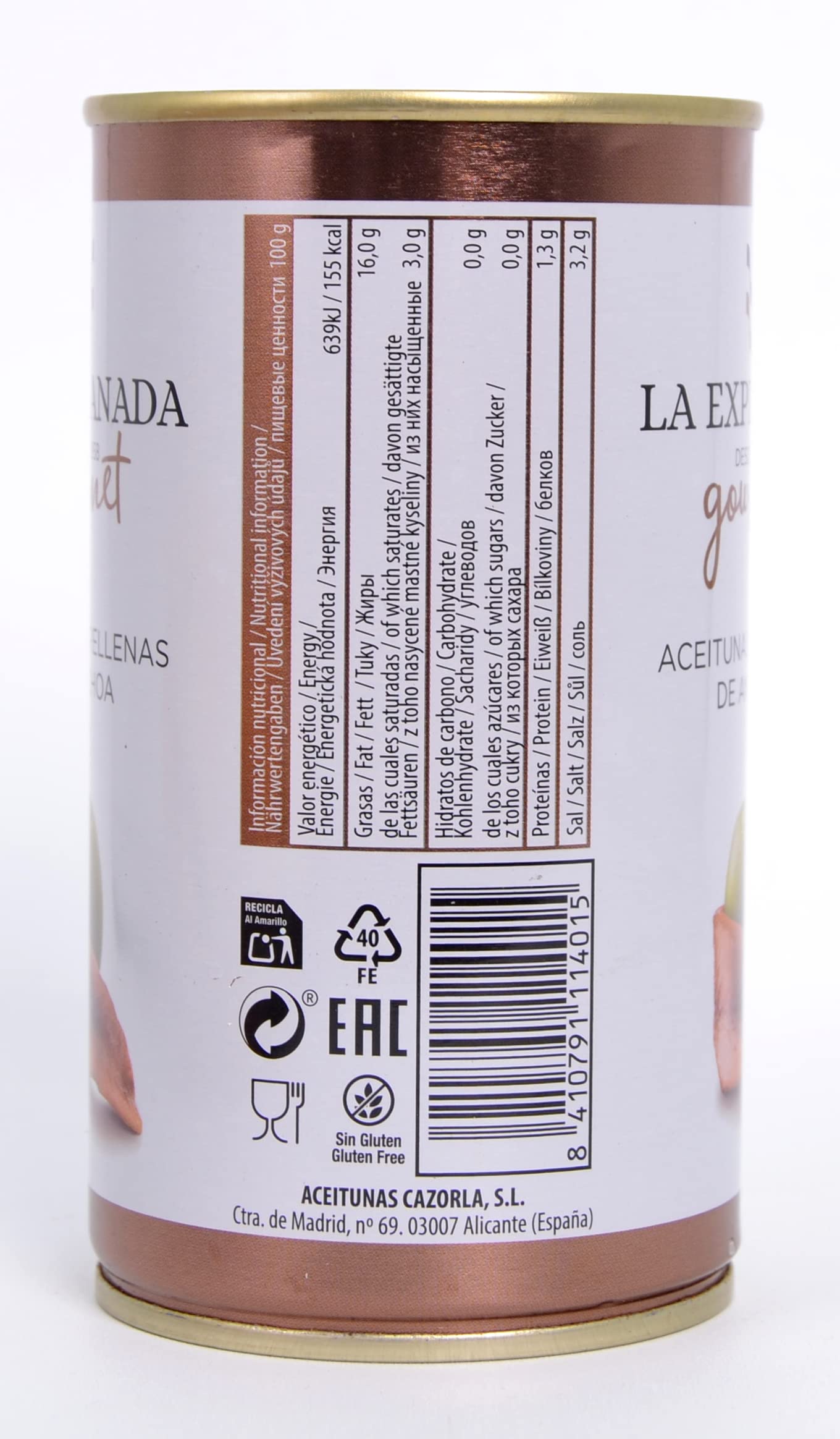 Aceitunas rellenas de anchoa La Explanada Gourmet 350 g pack 15 unidades