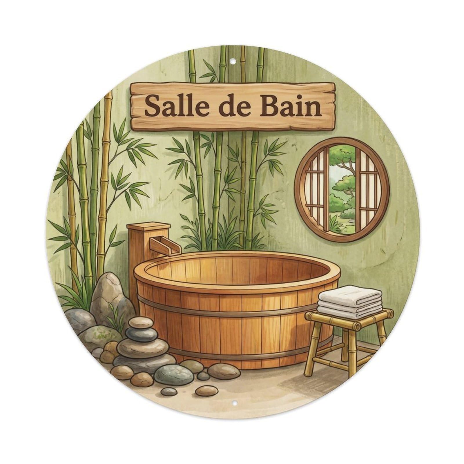 Yrnq Vintage Style Bathroom Bamboo Spa Bathroom Decor Vintage Metal Tin Sign Plaque Wall Decor For Cafe, Club, Garden Round Metal Poster 8X8inch