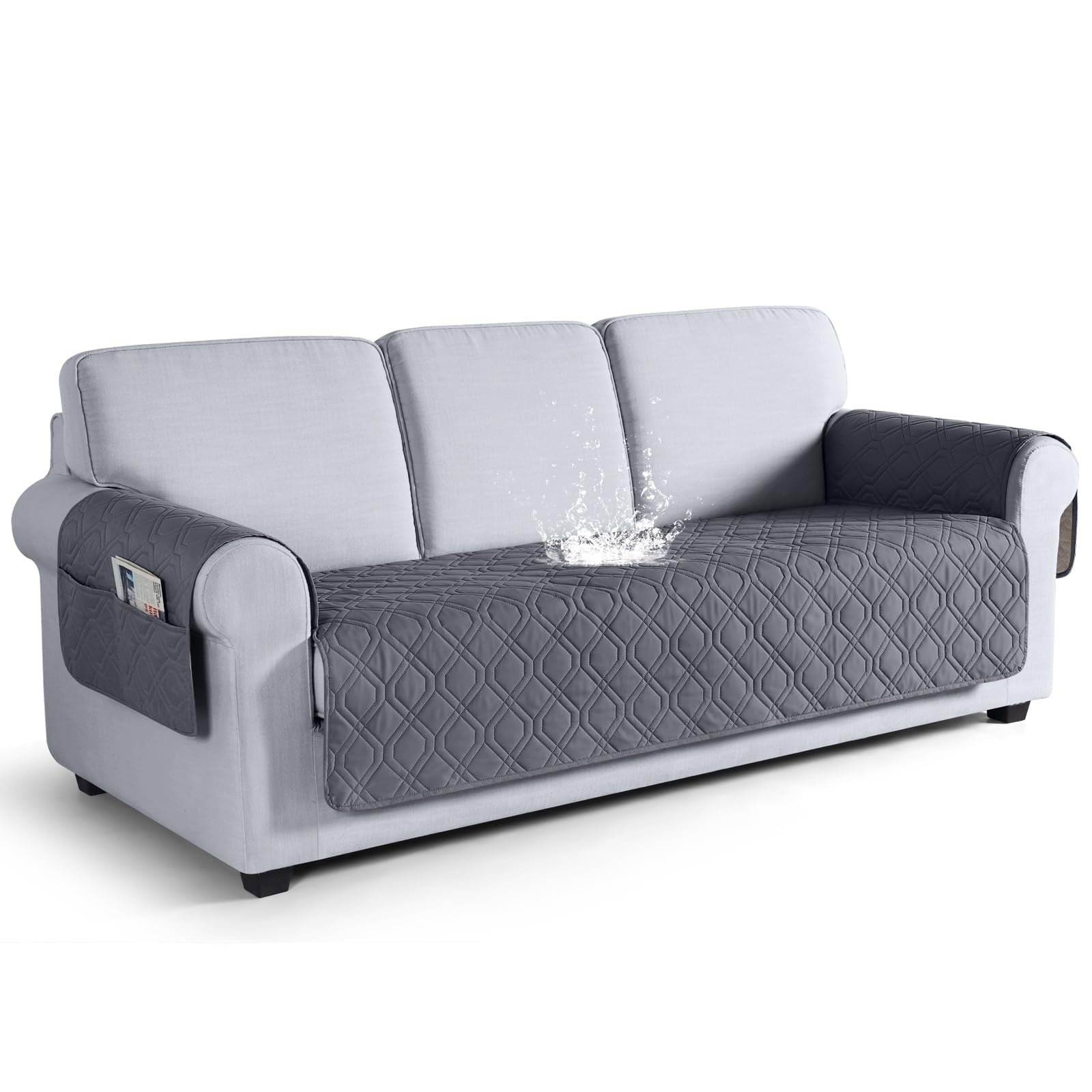 VANSOFY Couch Cover, Waterproof Sofa Covers Washable Slipcover Furniture Protector Couch Seat Covers Non-Slip Couch Cover for Dogs, Pets(Sofa, Dark Gray)