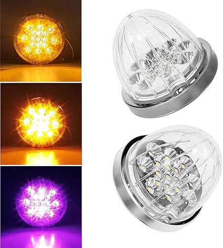 2 luces direccionales ámbar de doble revolución y marcador a púrpura auxiliares 17 luces LED sandía, lente transparente y bisel de acero inoxidable