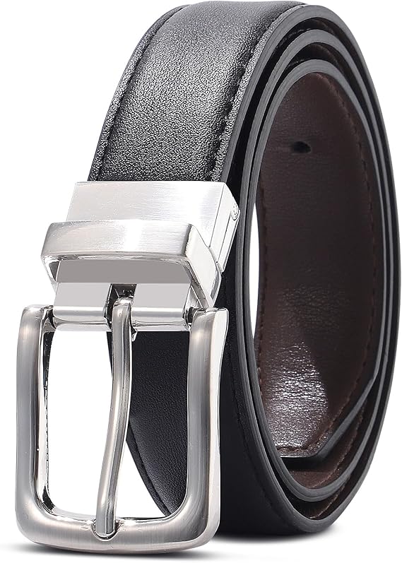 Kajeer Boys Reversible Belt – 2-in-1 Kids Leather Belt with Durable PU and Metal Buckle for School Uniforms & Casual Wear