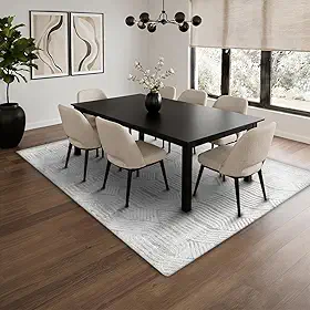 1 Tapete Sala de Jantar Mesa Alto Padrão 150x200 Nz Lua Vr (M05 BRANCO BEGE PEROLADO - Egípcio Macio Moderno)