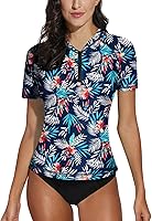 Vista 81 de BesserBay Women’s Rash Guard Shirt UPF 50+ Half Zip Short Sleeve Quick Dry Swim Shirt Swimsuit Tops