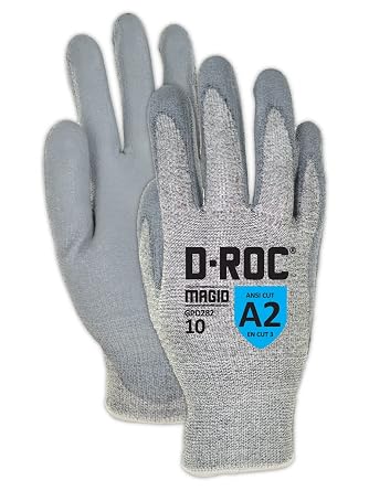 MAGID D-ROC ANSI A2 15-Gauge Polyurethane Palm Work Gloves, 12 Pair, Size 6/XS, GPD282