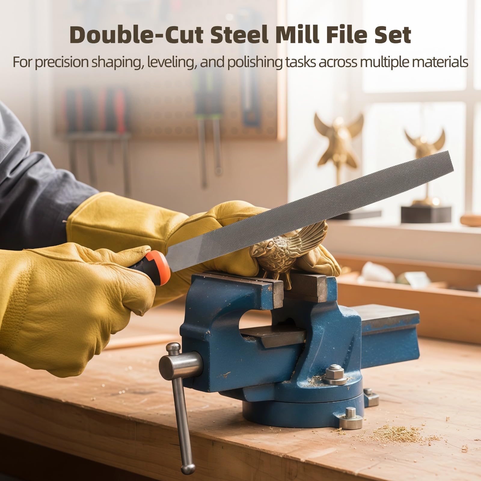 3 Stk. 12 Zoll Doppelschnitt-Feilen-Set, flache Stahlfeilen mit feiner, mittlerer und grober Zahnung, doppelseitig mit Seitenzähnen, für Metall, Holz, Kunststoff, Reparatur und DIY