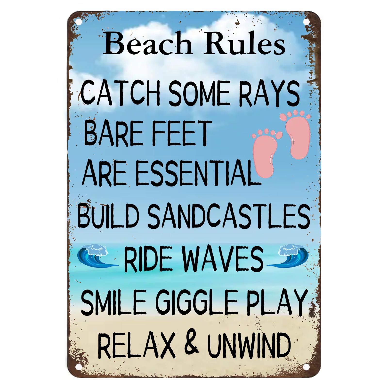 Casual Beach Lifestyle Vintage Metal Sign Holiday Leisure Theme Rustic Wall Art Decor Plaque for Home Garden Bar 12x8 Inch