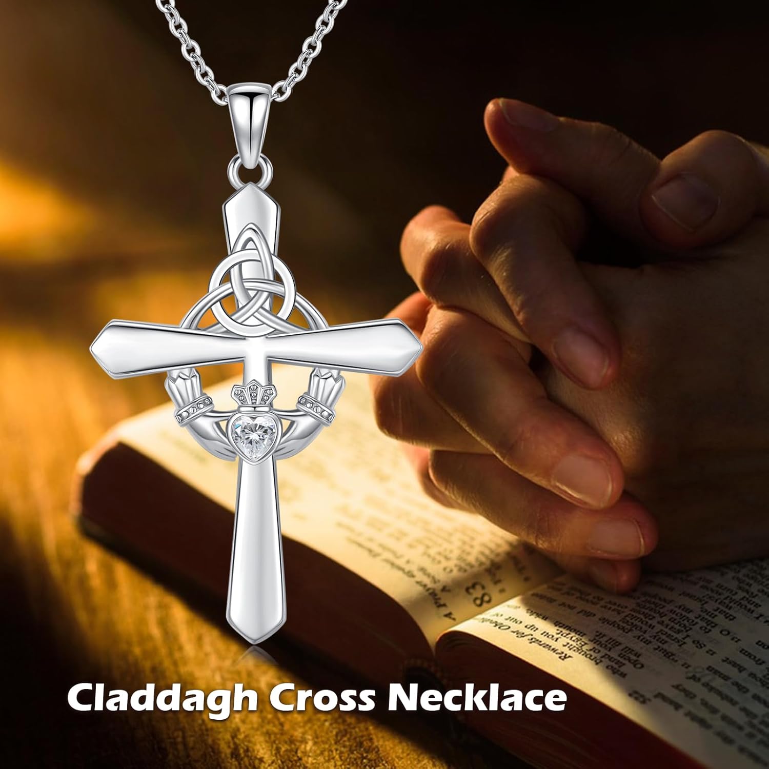 Lilith Claddagh Cross Celtic Cross Celtic Knot Necklace 925 Sterling Silver Pendant Pagan Jewelry Gifts For Women Men - Image 6