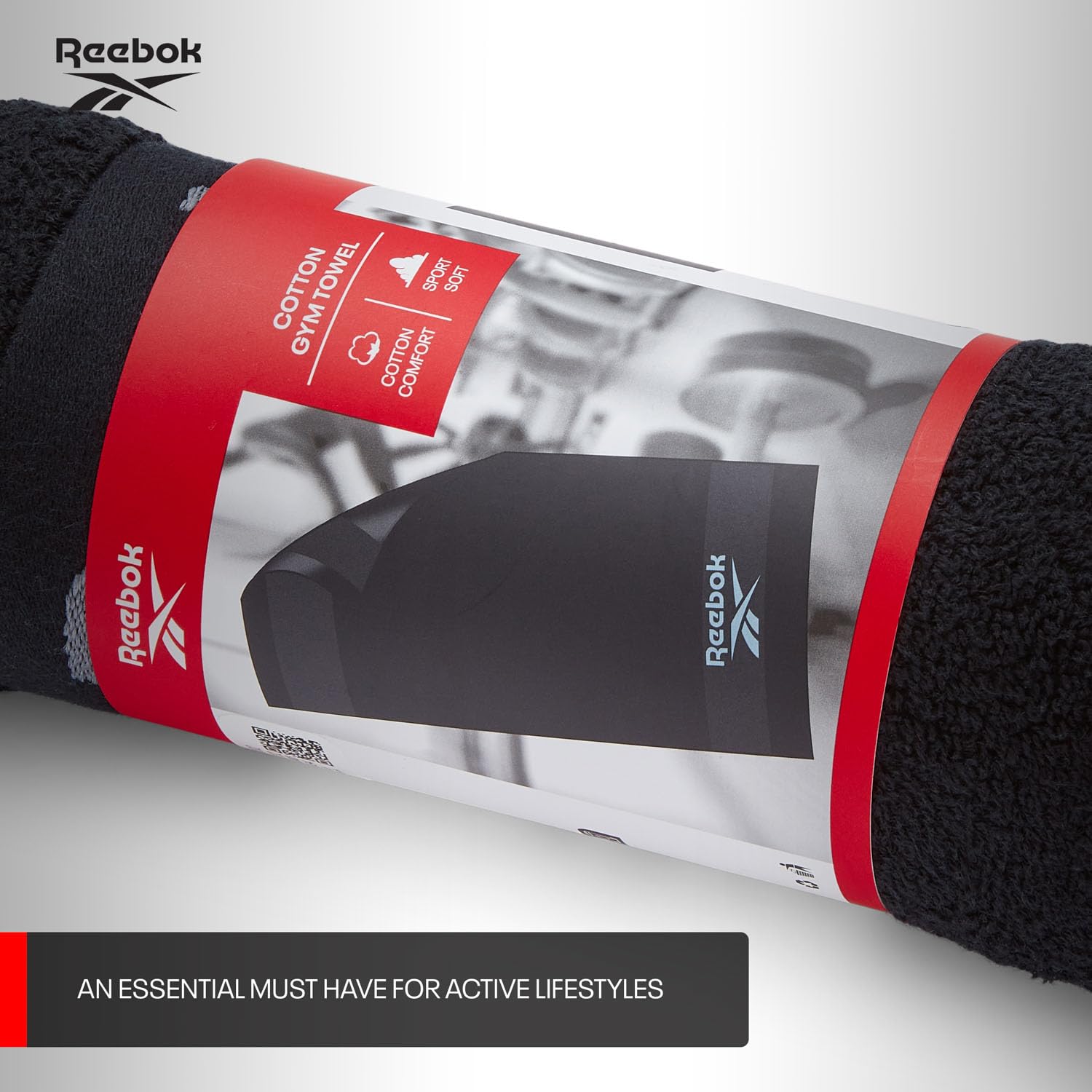 Reebok Toalla de Gimnasio Capri de Algodón 40x80 cm Negro