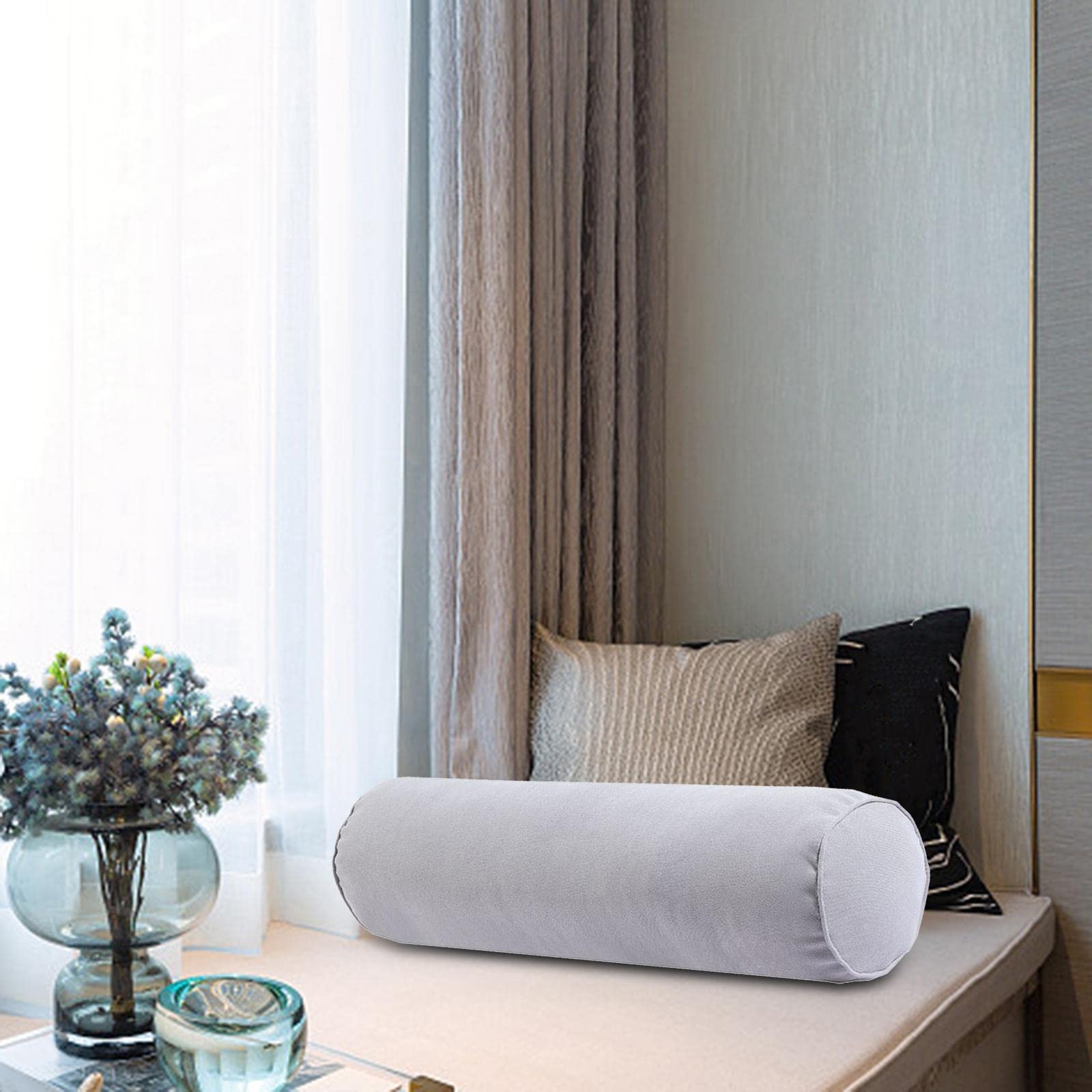AMLESO Neck Bolster Pillow Roll Soft Hollow Cloth Comfortable Cylinder