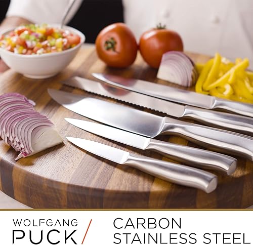 Miniatura 2 de Wolfgang Puck Juego de 6 cuchillos de acero inoxidable totalmente forjado con bloque de cuchillos cuchillas de acero inoxidable al carbono y asas