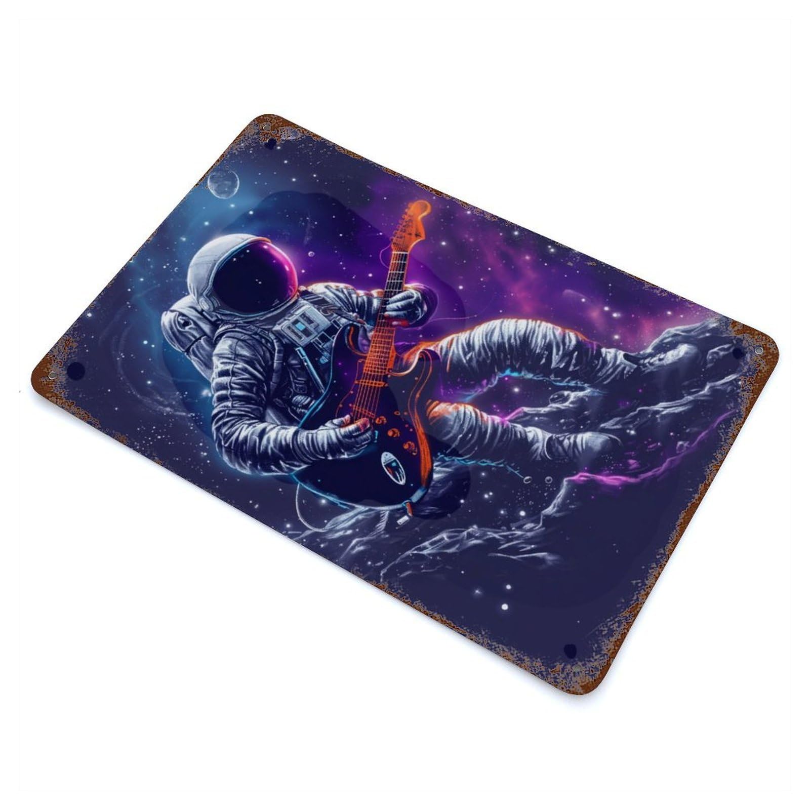 Space Astronaut Guitar Retro Metal Sign 11.8"x7.9", for Garage, Bar And Workshop Decor, Shabby Chic Decor