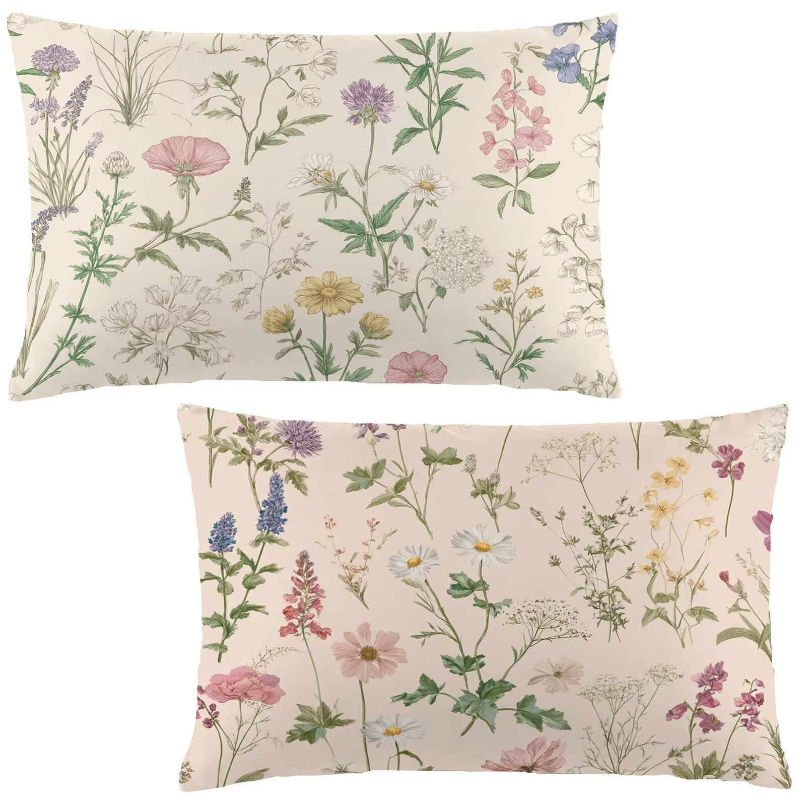 Lot de 2 housses de coussin velours rose 60x80 cm imprimé floral LE-597